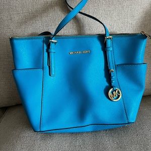 Michael Kors Bright Blue Medium Tote Shoulder Bag
